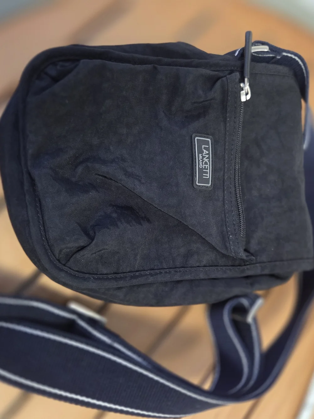 Lancetti Black Messenger Crossbody Bag for Men